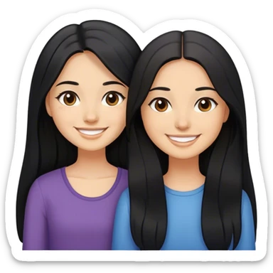 2 sisters that loves each other they are brunette white long black hair and light tan skin  sticker