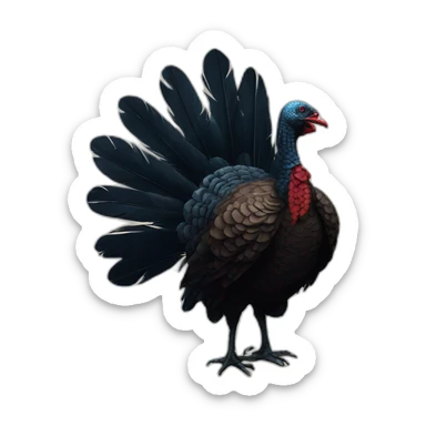 A bold silhouette of a turkey with detailed feathers standing proudly sticker