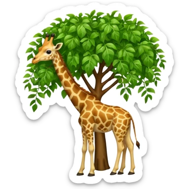giraffe eating leaves from a tree sticker