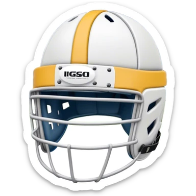 Cinematic Realistic image of rugby headgear with detailed padding and rugged design elements, set against a blurred stadium background with bold, high-contrast lighting that highlights its protective design sticker
