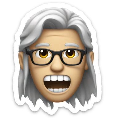 a big-toothed metalhead nerd sticker