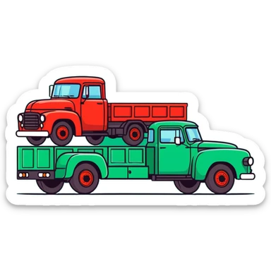 ZIL 130 truck, classic Soviet truck with green cabin and flatbed sticker