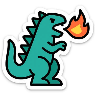 Godzilla breathing fire sticker