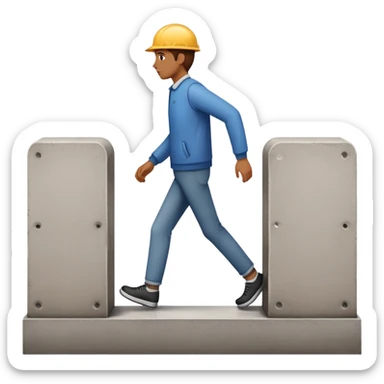 Person going around a wall or barrier instead of through it sticker