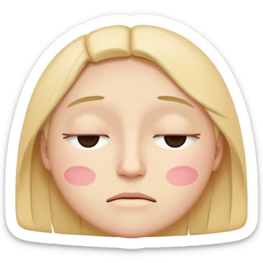 minimal flat emoji of a fatigued face,
half-closed eyes,
slightly uneven eyelids,
low-energy expression,
cool pastel muted tones,
modern mental health app style,
transparent background,
vector illustration sticker