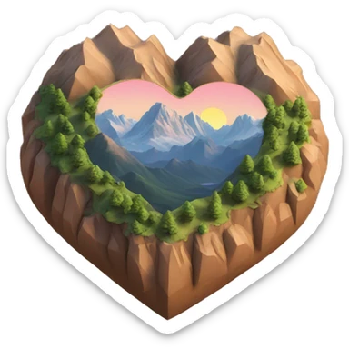 heart shape mountain 3d sticker