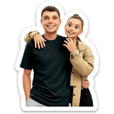smiling girl and boy duo sticker
