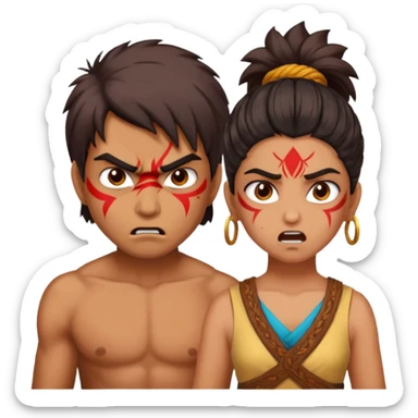 brother and sister fighting modern culture naughty  - indian skin and hairstyle sticker