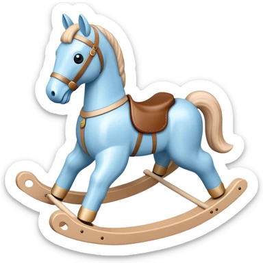Pastel blue rocking horse toy sticker