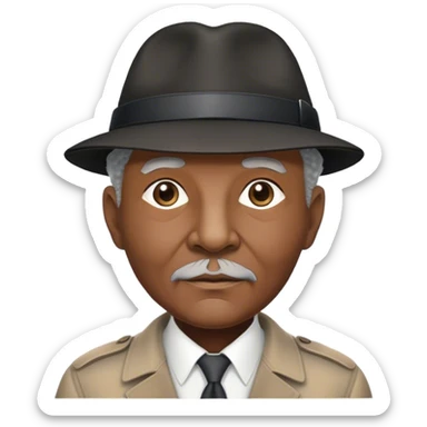 Elderly Black Detective with a kangold hat sticker