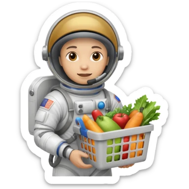 astronauta con canasta para hacer compras vacía sticker