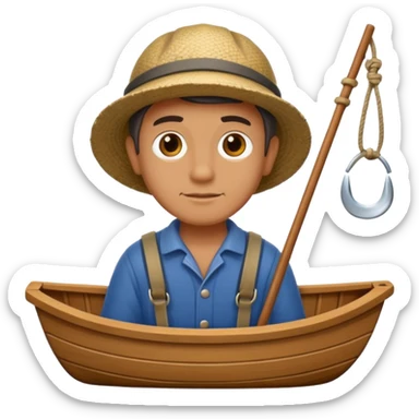 small wooden boat with fisherman sticker