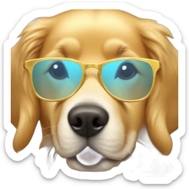 A golden retriever with glasses of water  sticker