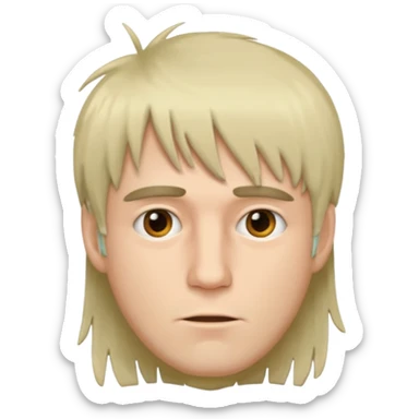 Man with long messy fringe sticker