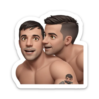 happy boys with tattoos sticker