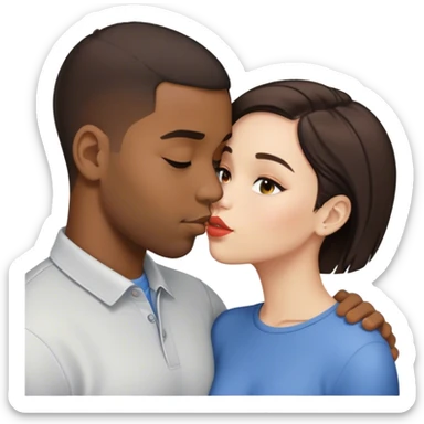 Kiss black man brunette girl sticker