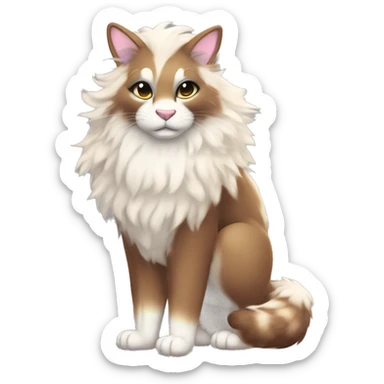 Furry, sparkle, iridescent, colorful, pastel, edgy, cool, fantasy beautiful, brown, beige, white, divine, godly, angelic, animal, anthro, full body, fursona, feline sticker
