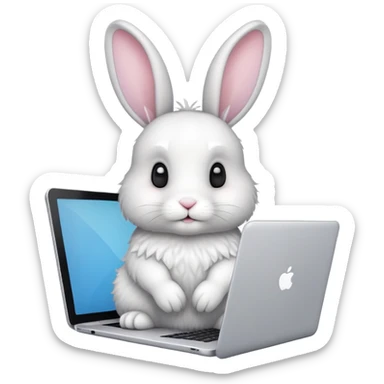 Зайчик с ноутбуком  sticker
