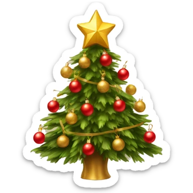 golden christmas tree with red balls sticker