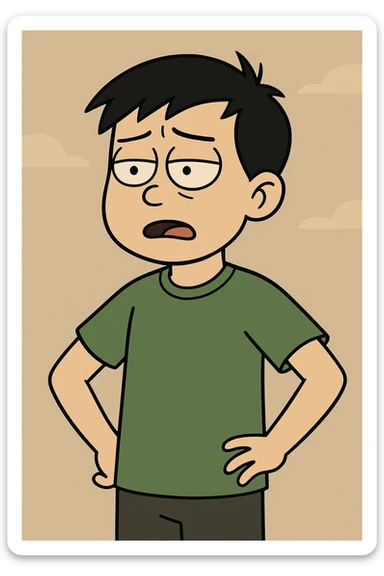 Chinese boy black hair Green t-shirts sticker