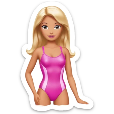 barbie in pink spam bathing suit sticker
