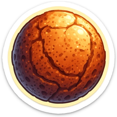Add more rocky details, deeper pitted marks, and rougher patches to the Mercury planet emoji, keeping the same retro stickers style and transparent background. sticker
