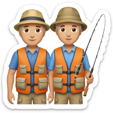 father and son fishing, full body sticker