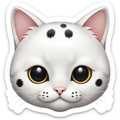 White cat with black spots covering eyes sticker