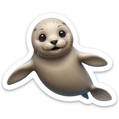 A 3D cartoon seal swimming with visible flippers, calm blue water, soft sunlight, Memoji-style realism. sticker