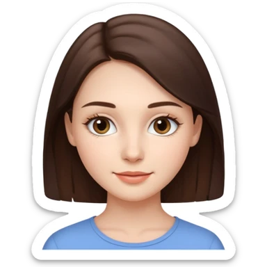 A realistic portrait of a young woman with soft facial features, clear skin, natural makeup, gentle eyes, symmetrical face, subtle smile, smooth lighting, high detail, photorealistic, 85mm len
 sticker