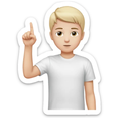 A boy poitning at someone next to him. Full body. Arm straight. sticker