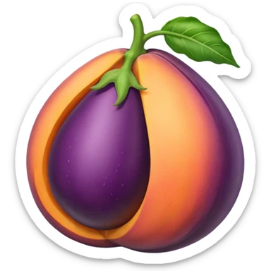 an eggplant inside a peach sticker