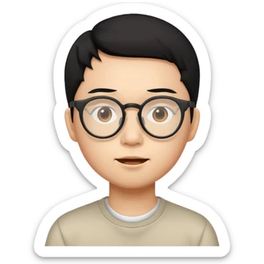 Asian, black hair, glasses, fully naked, Nude man, penis, testicles, boyish, ass sticking out, asshole, butthole, no muscles sticker