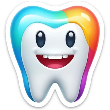 colorful dental app icon, tooth app with vibrant colors sticker