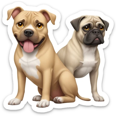 Grey Pitbull and tan pug sticker