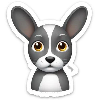 en grå kanin som håller i en morot med sina tassar sticker