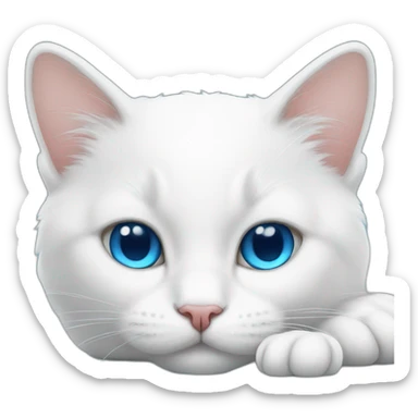 white cat with blue eyes is sleeping sticker