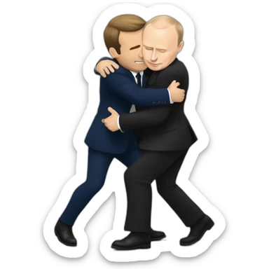 Macron hugging putin sticker
