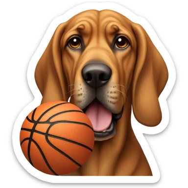 A bloodhound dog with the head of a basketball. sticker