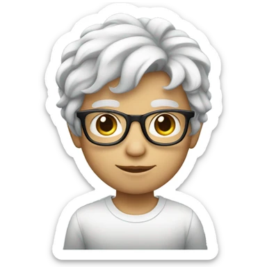 Un niño blanco con lentes azules y cabello negro  sticker