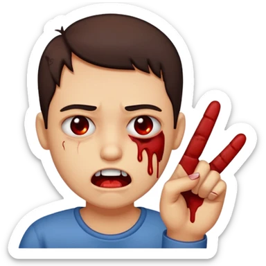 Finger bite face sticker