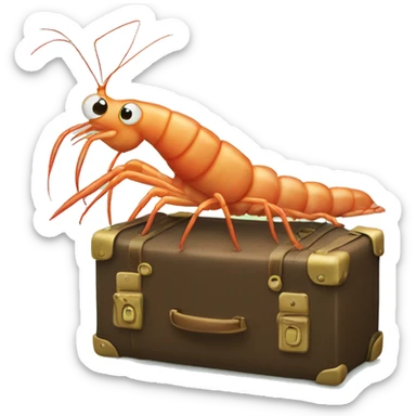 A shrimp with a suitcase  sticker