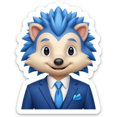 blue hedgehog groom sticker
