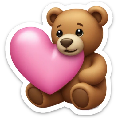 pink heart and teddy bear sticker