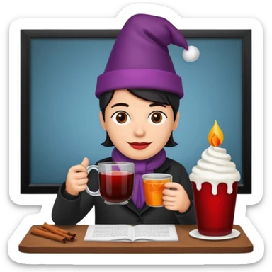 mulled wine party at work desk sticker