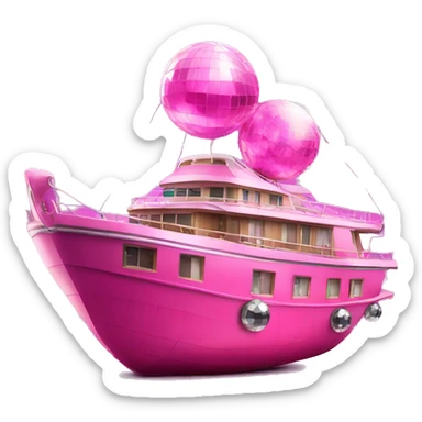 Large Pink Party Boat Realistic With Disco Ball sticker
