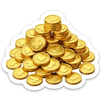 small pile of gold coins, 3D emoji style, shiny gold, no symbols, no text,  sticker
