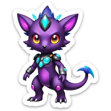 Cute cool colorful dark nebula fantasy-Digimon-animal-hybrid full body sticker