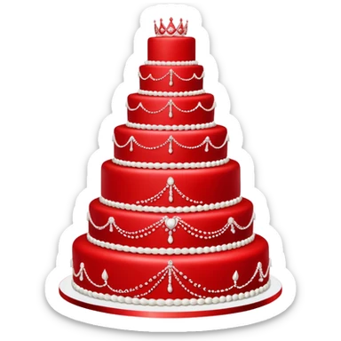 Fully red wedding cake with multiple tiers, all red icing and decorations sticker
