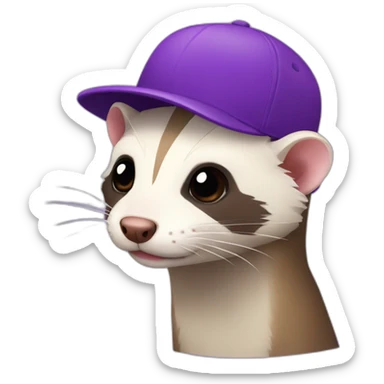 Ferret with purple cap backwards sticker